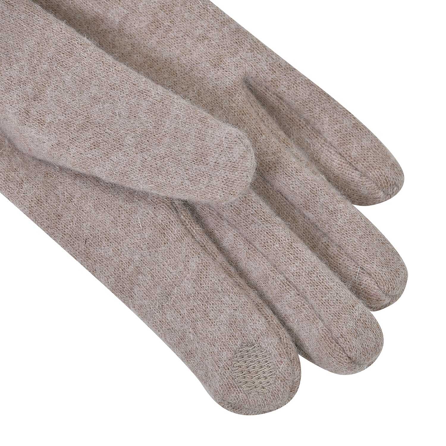 Cashmere Gloves Decorated with Shiny Beads & Touch Screen Function  - Beige