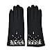 Natural Cashmere Gloves Decorated with Shiny Beads & Touch Screen Function - Grey