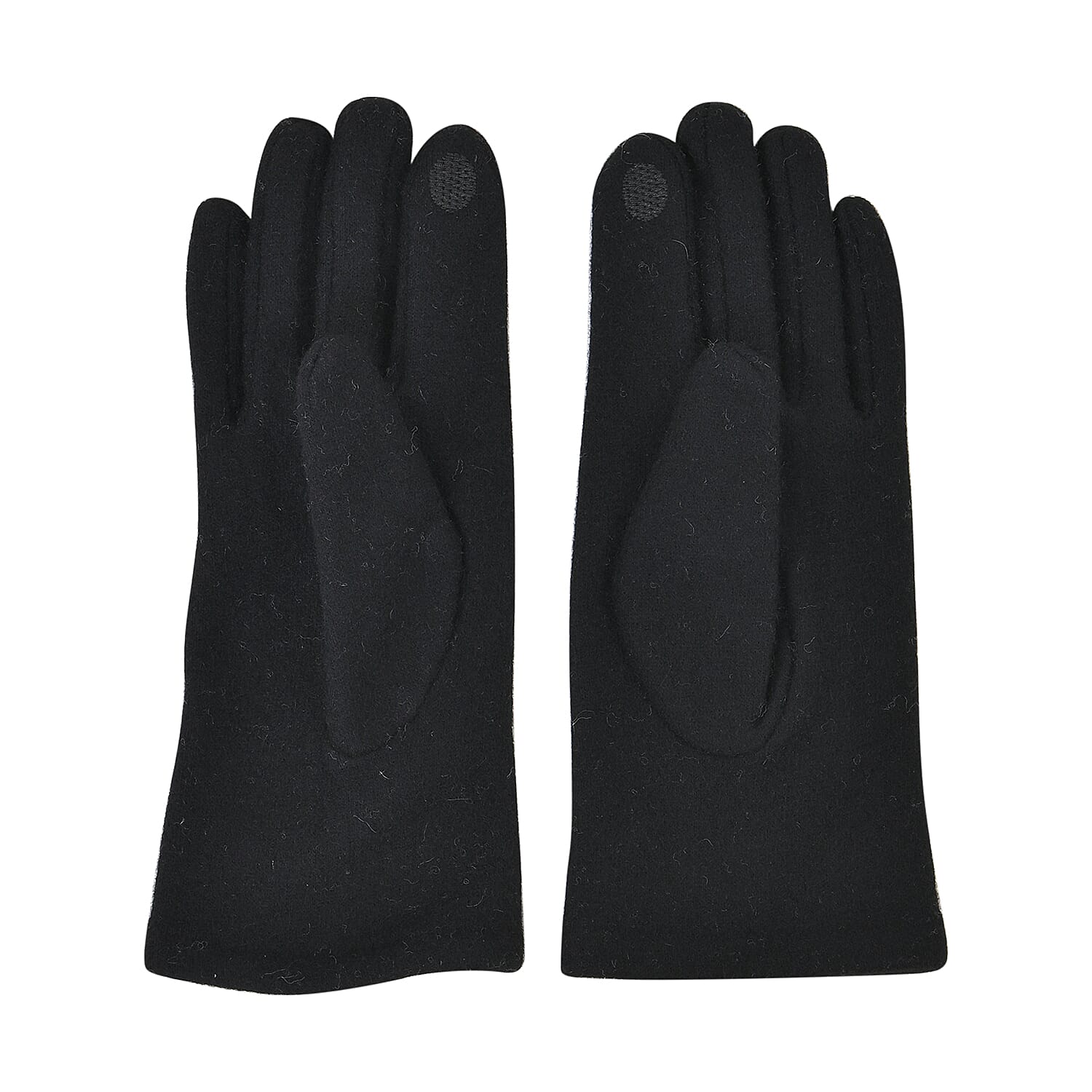 Cashmere Gloves Decorated with Shiny Beads & Touch Screen Function - Black