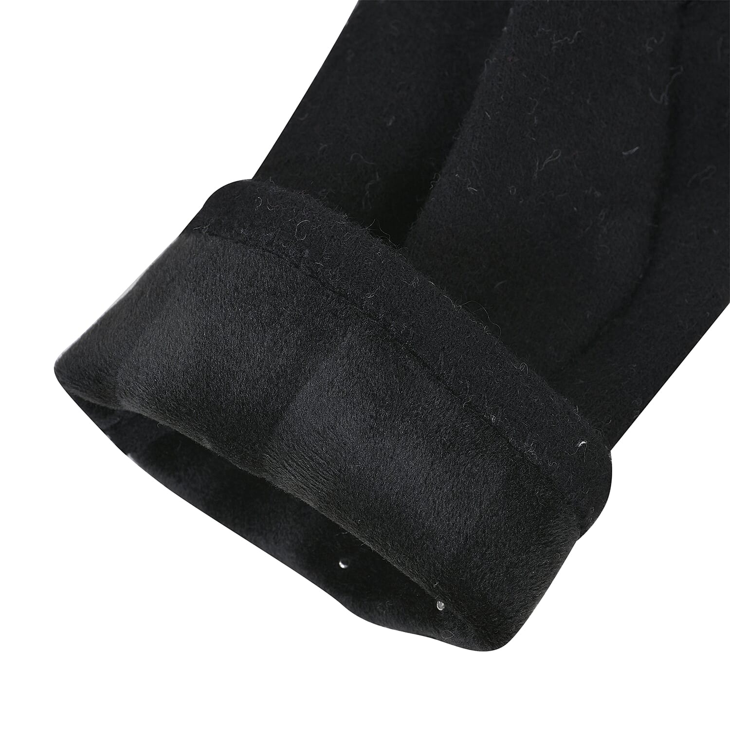 Cashmere Gloves Decorated with Shiny Beads & Touch Screen Function - Black