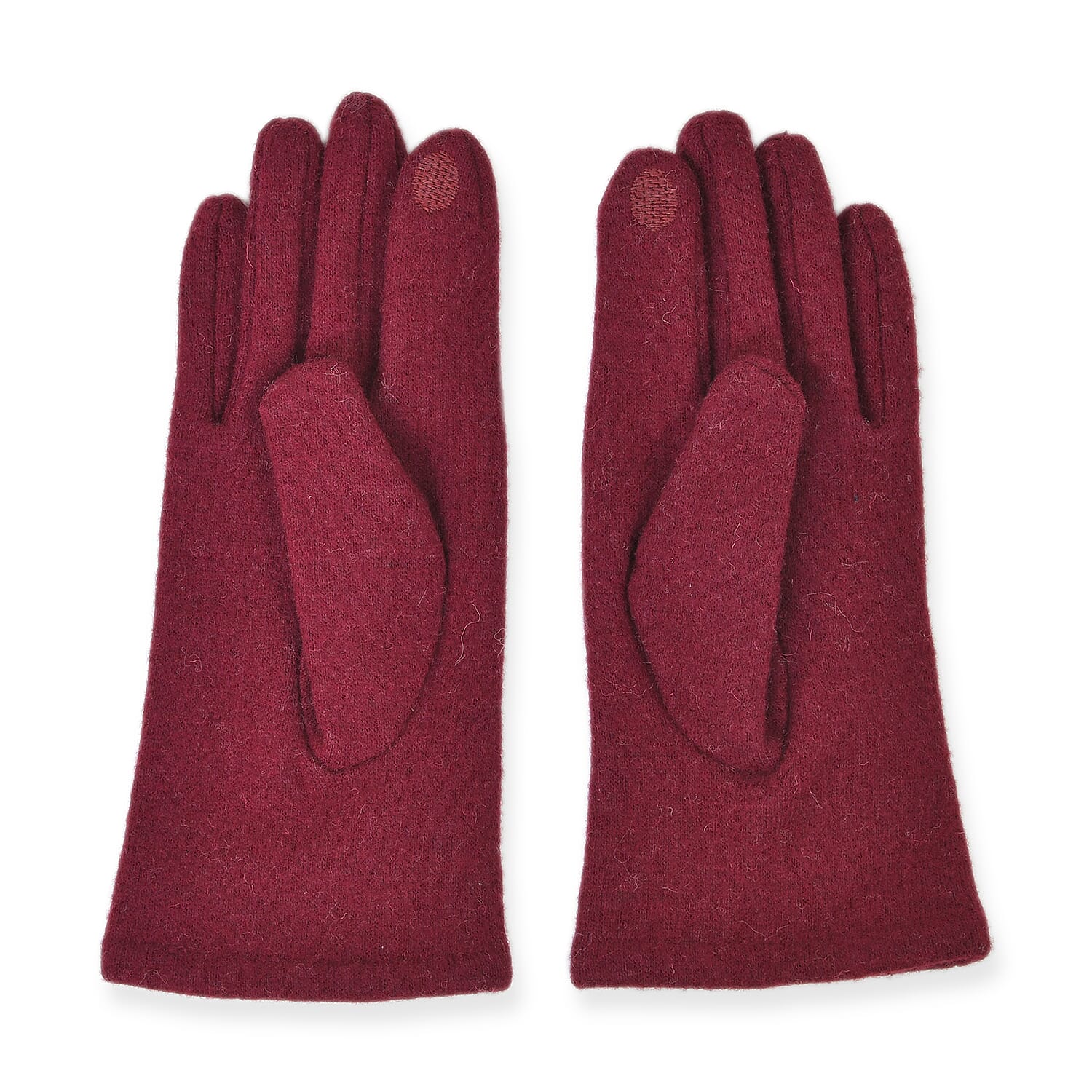 Cashmere Gloves Decorated with Shiny Beads & Touch Screen Function - Burgundy