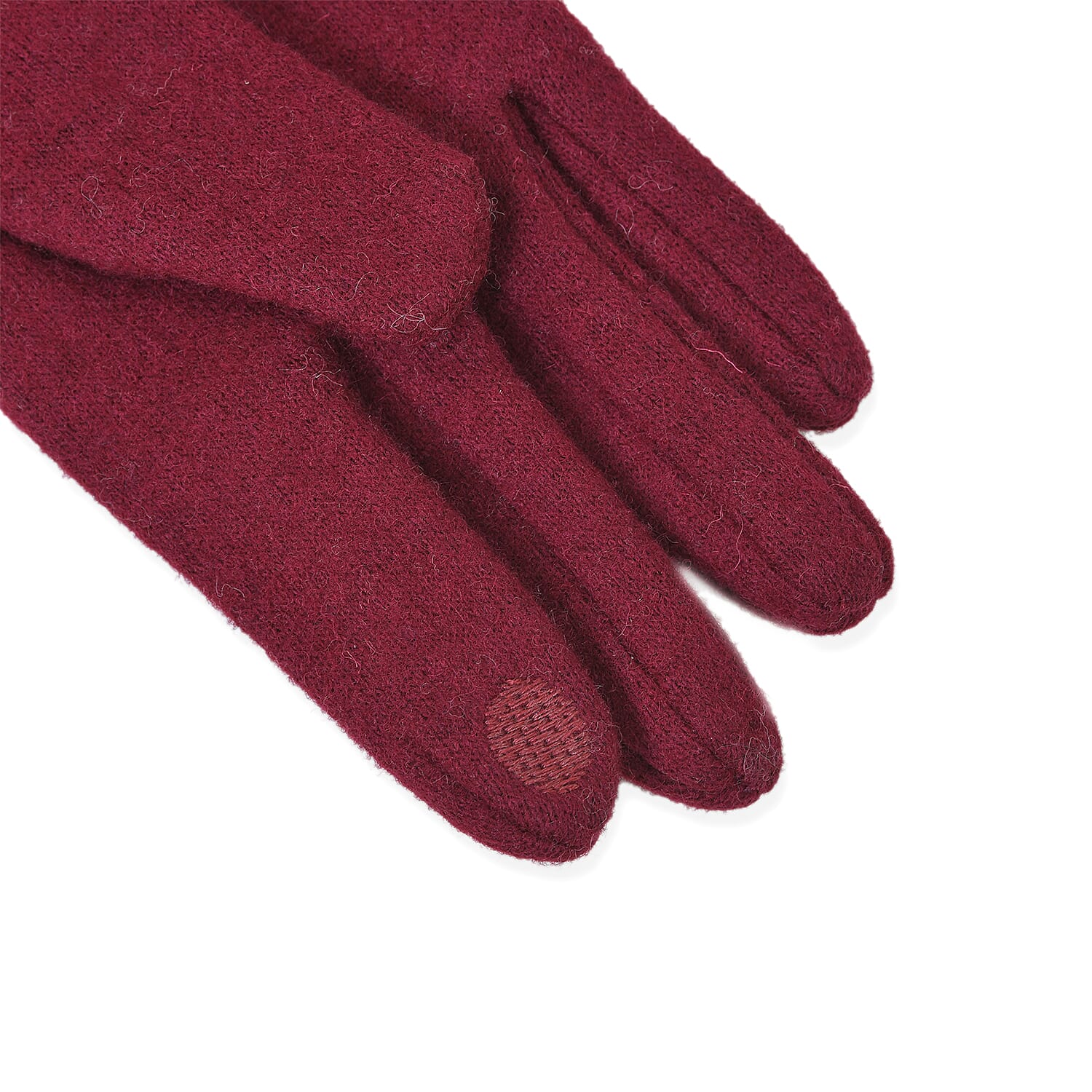 Cashmere Gloves Decorated with Shiny Beads & Touch Screen Function - Burgundy