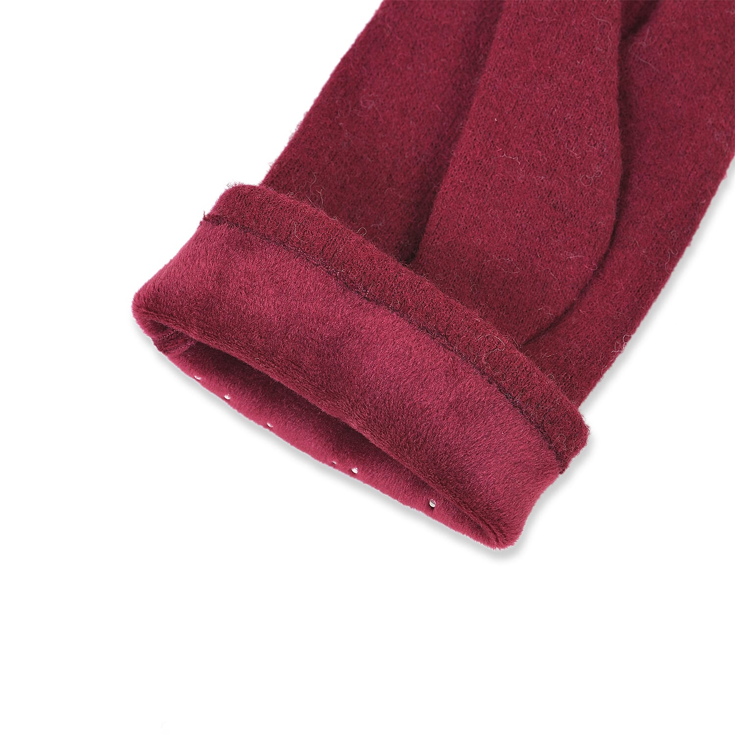 Cashmere Gloves Decorated with Shiny Beads & Touch Screen Function - Burgundy