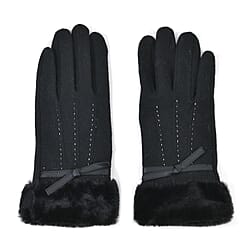 Cashmere Gloves With Faux Fur With Touch Screen Function