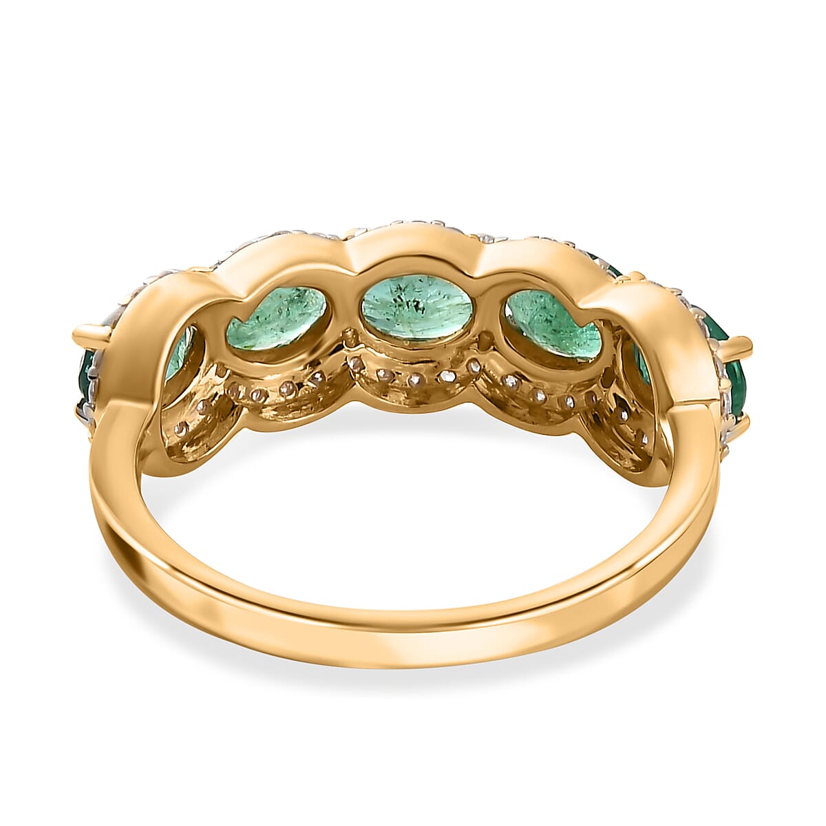 9K Yellow Gold Zambian Emerald & Moissanite Ring 1.54 Ct.