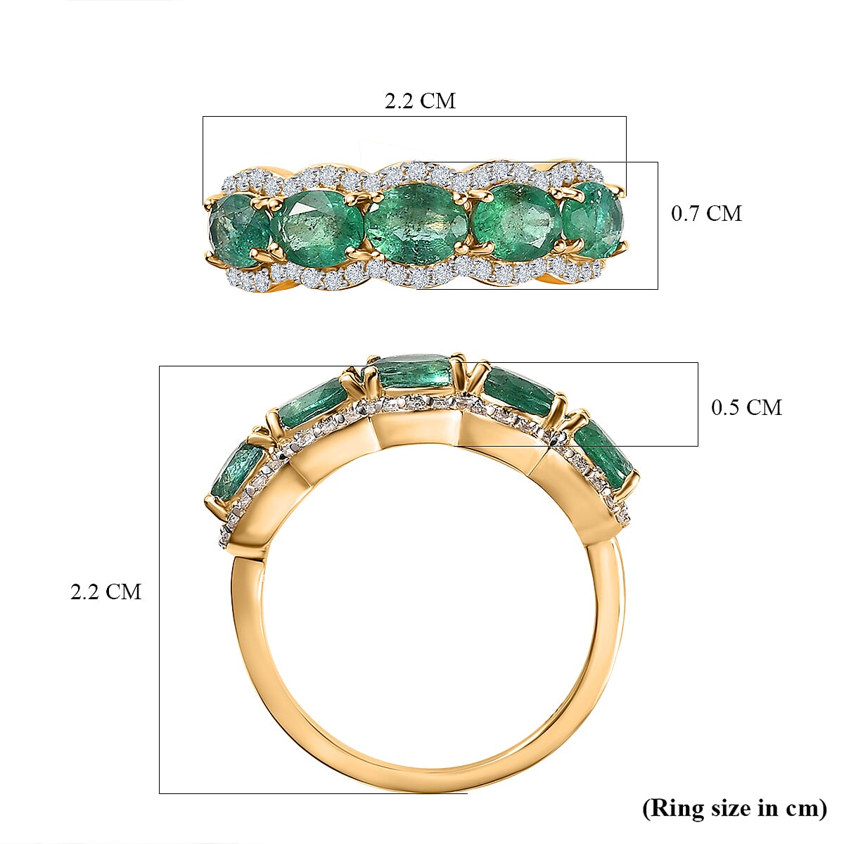 9K Yellow Gold Zambian Emerald & Moissanite Ring 1.54 Ct.