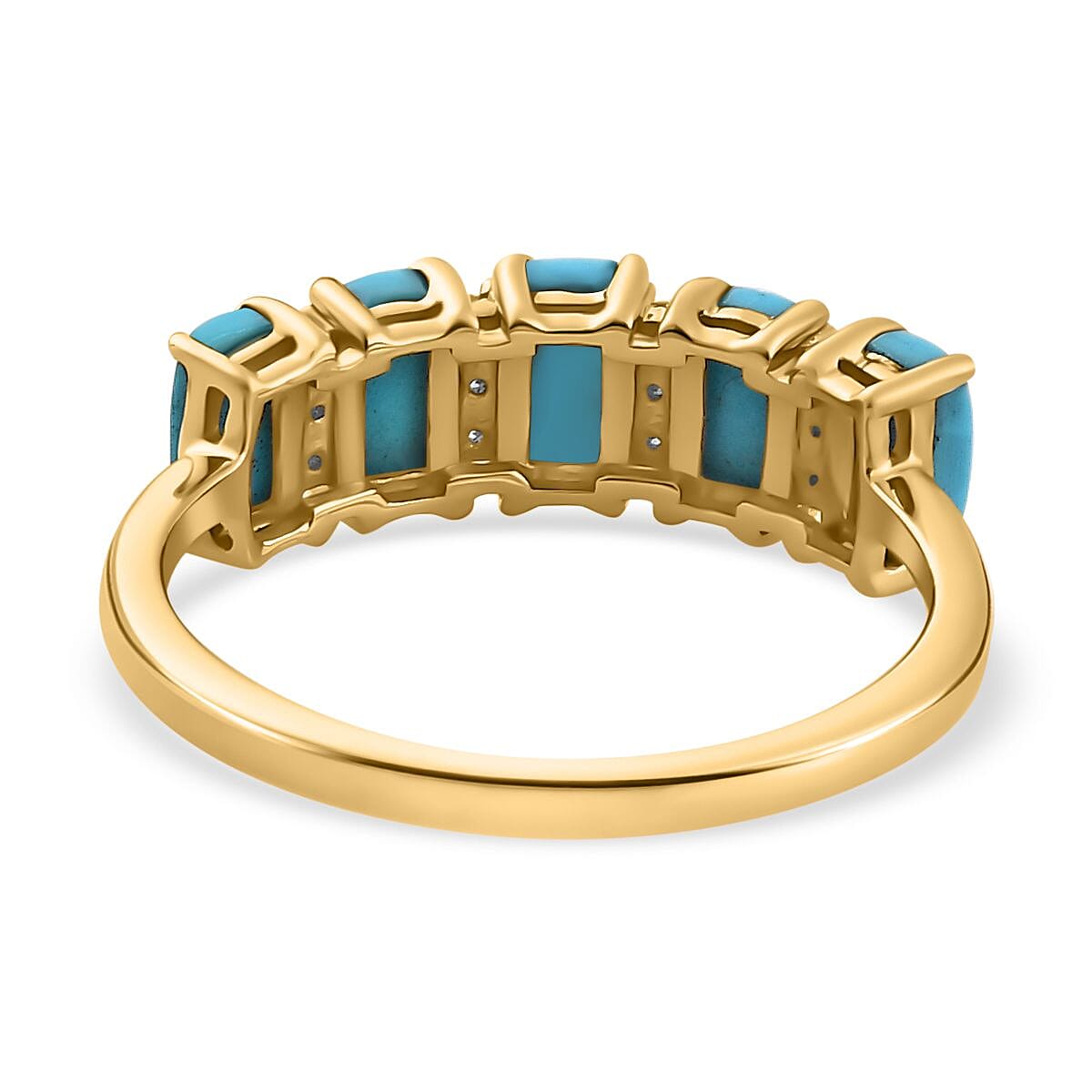 9K Yellow Gold Arizona Sleeping Beauty Turquoise & Moissanite Ring 1.42 Ct. 9K Yellow Gold Arizona Sleeping Beauty Turquoise & Moissanite Ring 1.42 Ct.