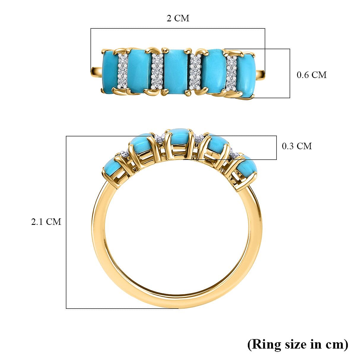 9K Yellow Gold Arizona Sleeping Beauty Turquoise & Moissanite Ring 1.42 Ct. 9K Yellow Gold Arizona Sleeping Beauty Turquoise & Moissanite Ring 1.42 Ct.