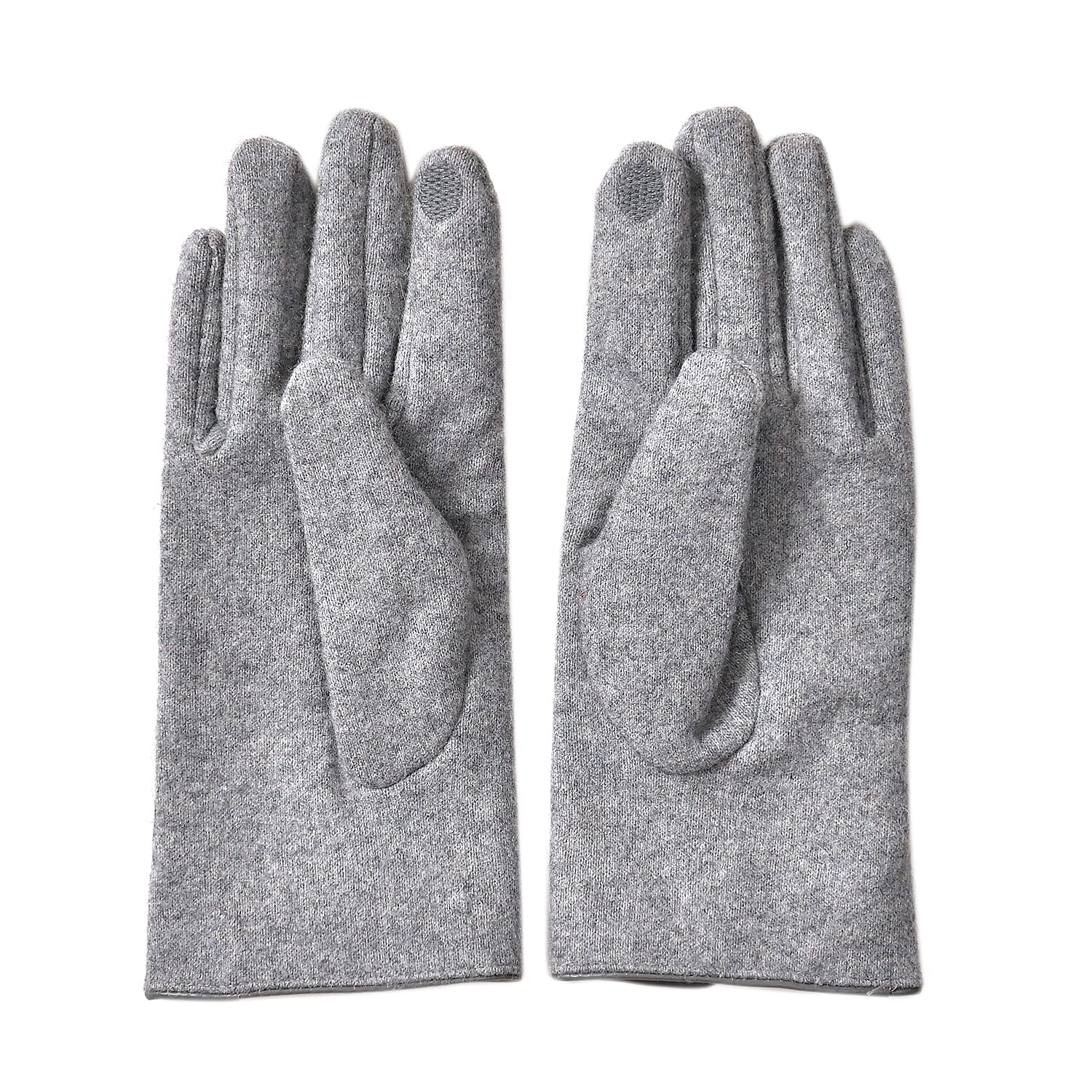 Cashmere Touch Screen Gloves with Decorative Bowknot - Grey