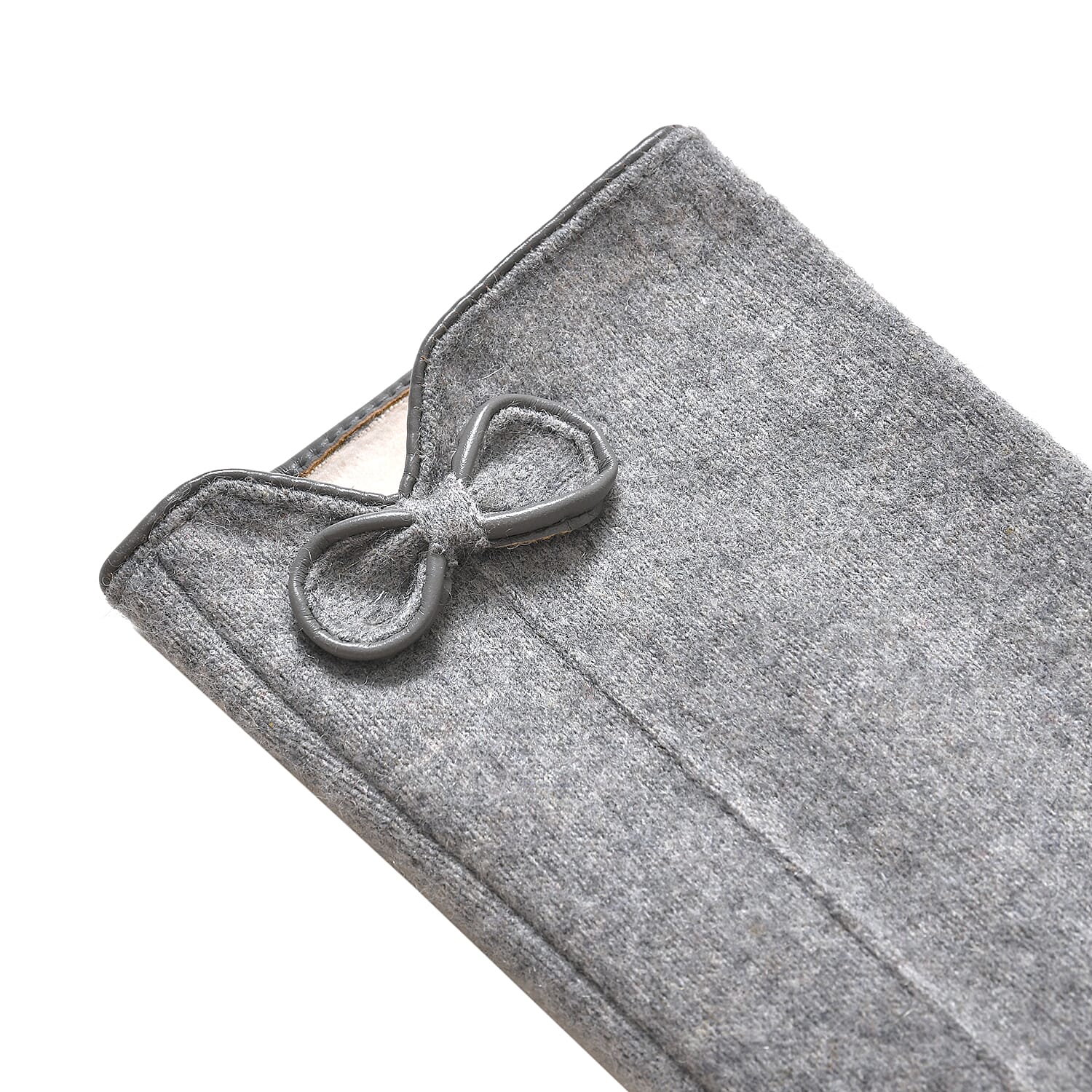 Cashmere Touch Screen Gloves with Decorative Bowknot - Grey