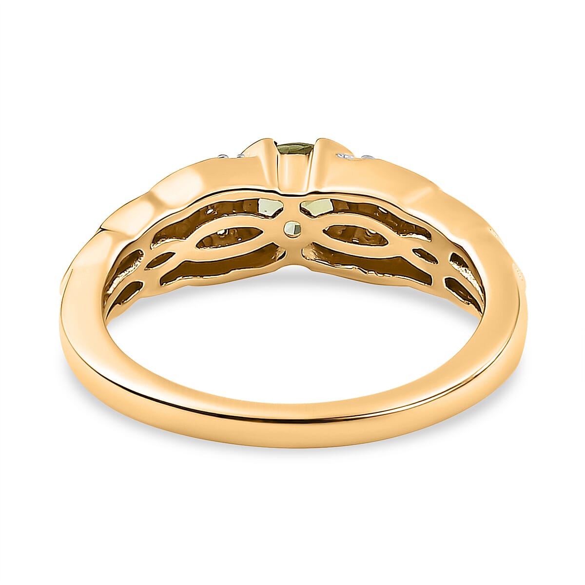 Calabar Tourmaline & Natural Zircon Ring in 18K Vermeil Yellow Gold Plated Sterling Silver Calabar Tourmaline & Natural Zircon Ring in 18K Vermeil Yellow Gold Plated Sterling Silver