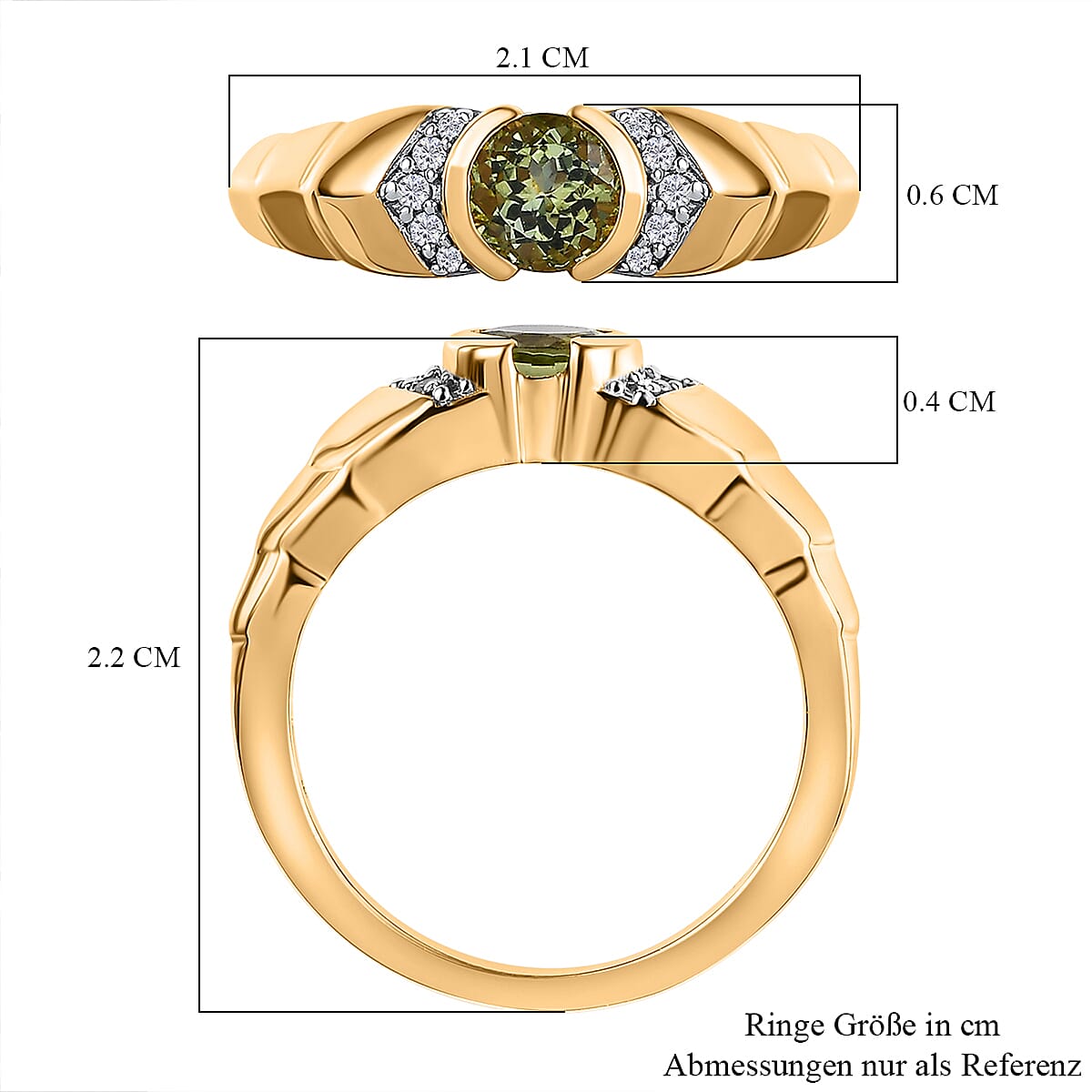 Calabar Tourmaline & Natural Zircon Ring in 18K Vermeil Yellow Gold Plated Sterling Silver Calabar Tourmaline & Natural Zircon Ring in 18K Vermeil Yellow Gold Plated Sterling Silver