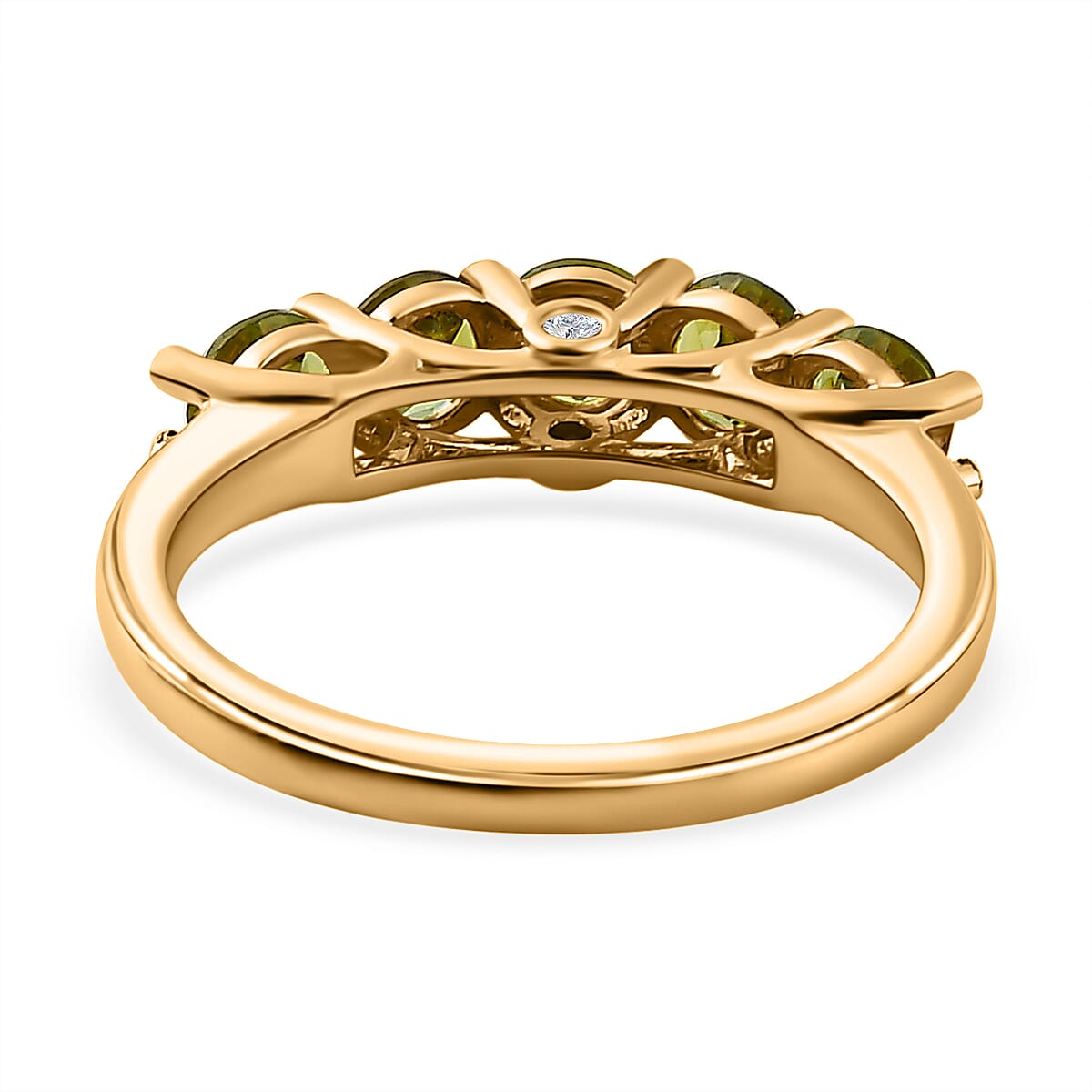 Calabar Tourmaline & Natural 5 Stone Ring in 18K Vermeil Yellow Gold Plated Sterling Silver 1.15 Ct