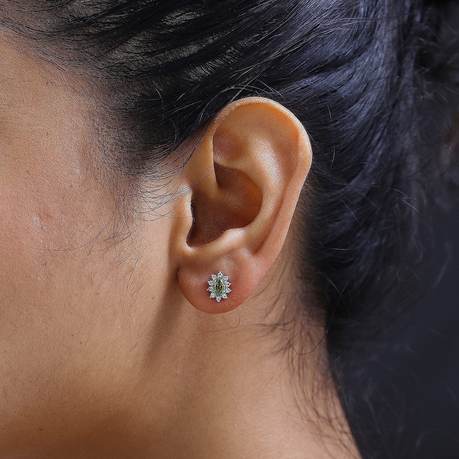 Calabar Tourmaline & Natural Zircon Stud Earrings in Platinum Overlay Sterling Silver