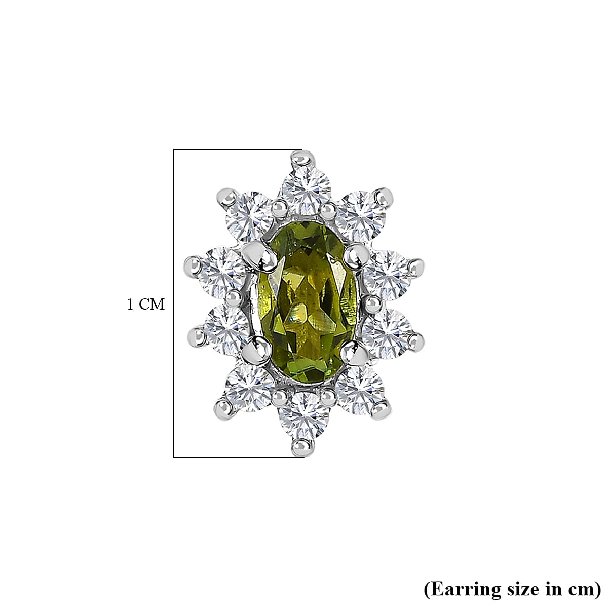 Calabar Tourmaline & Natural Zircon Stud Earrings in Platinum Overlay Sterling Silver