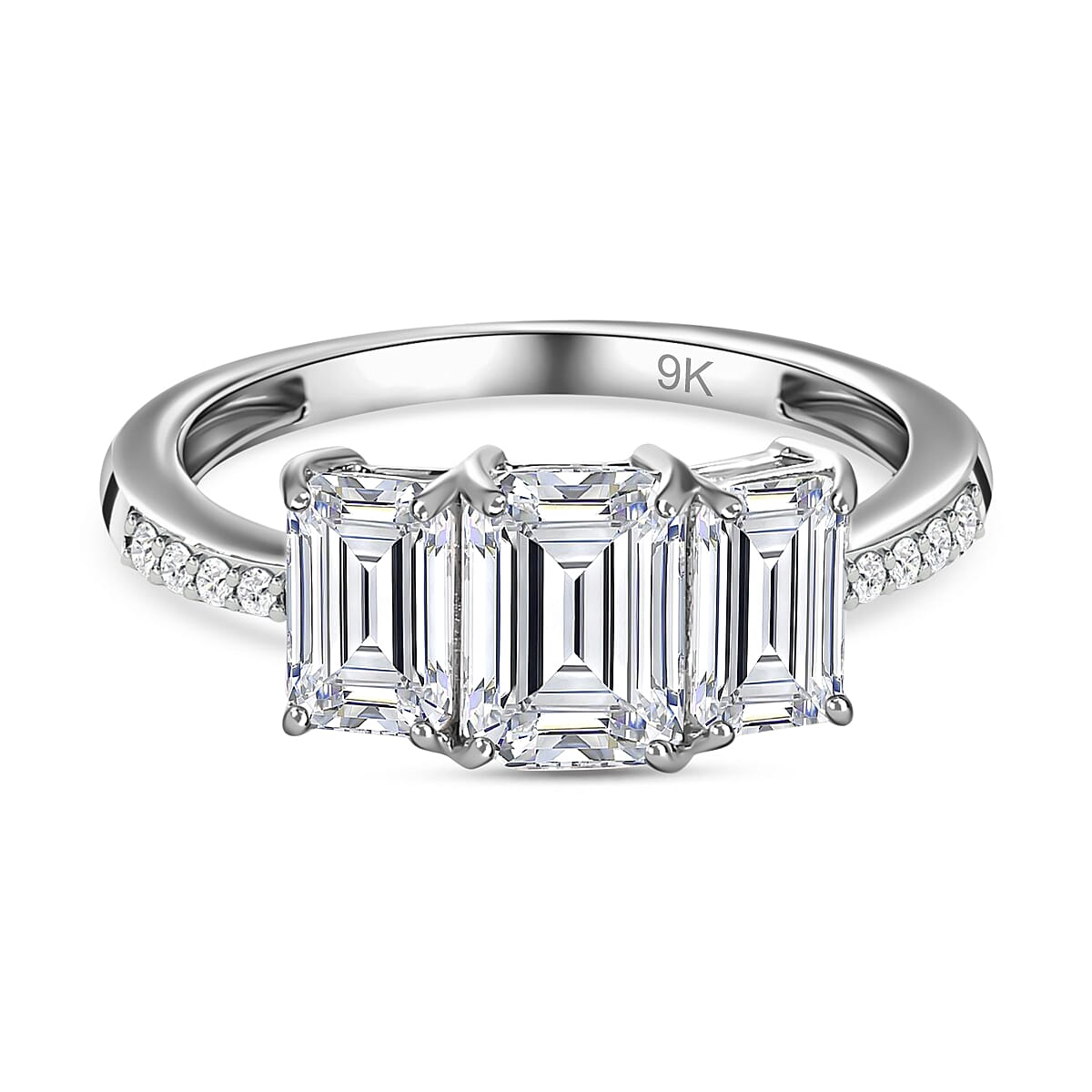 9K White Gold Moissanite Ring 2.27 Ct.