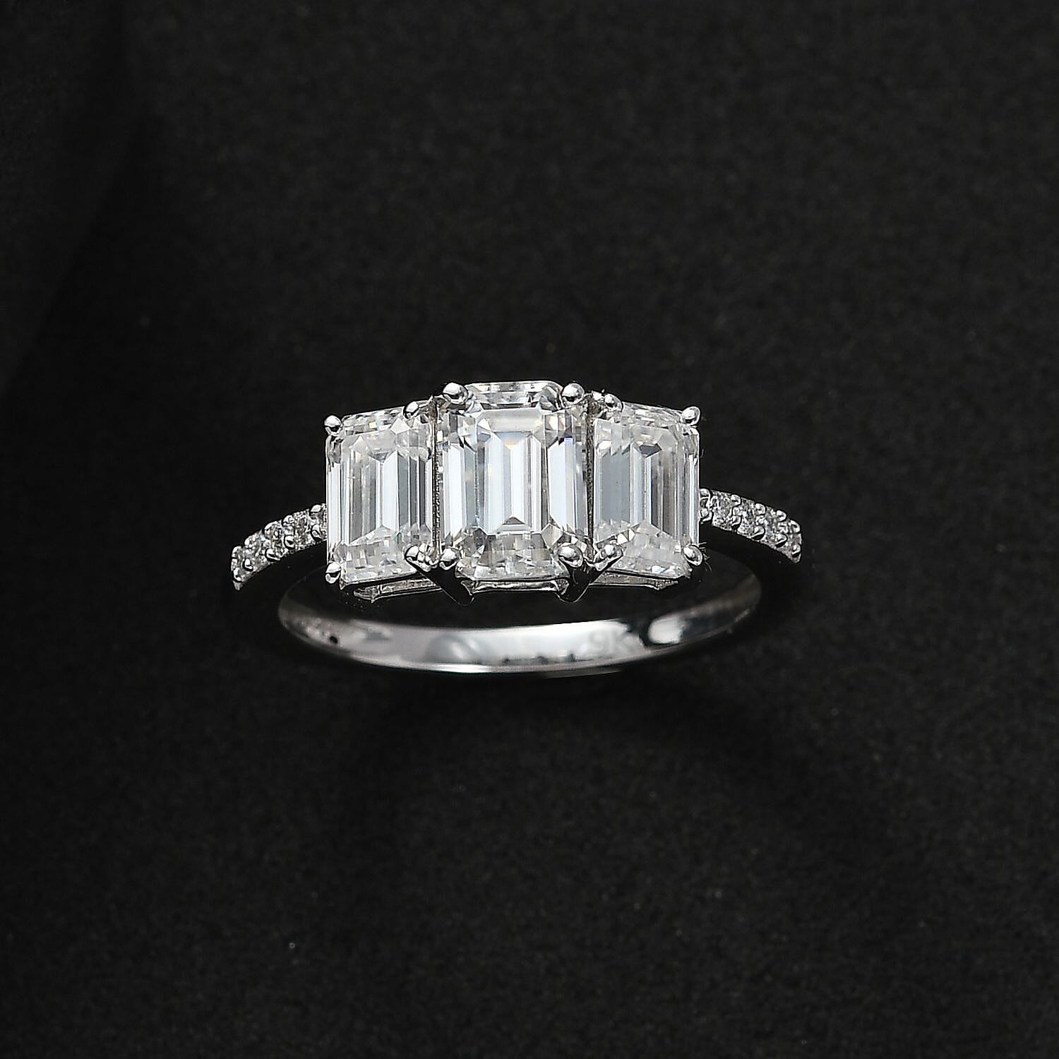 9K White Gold Moissanite Ring 2.27 Ct.