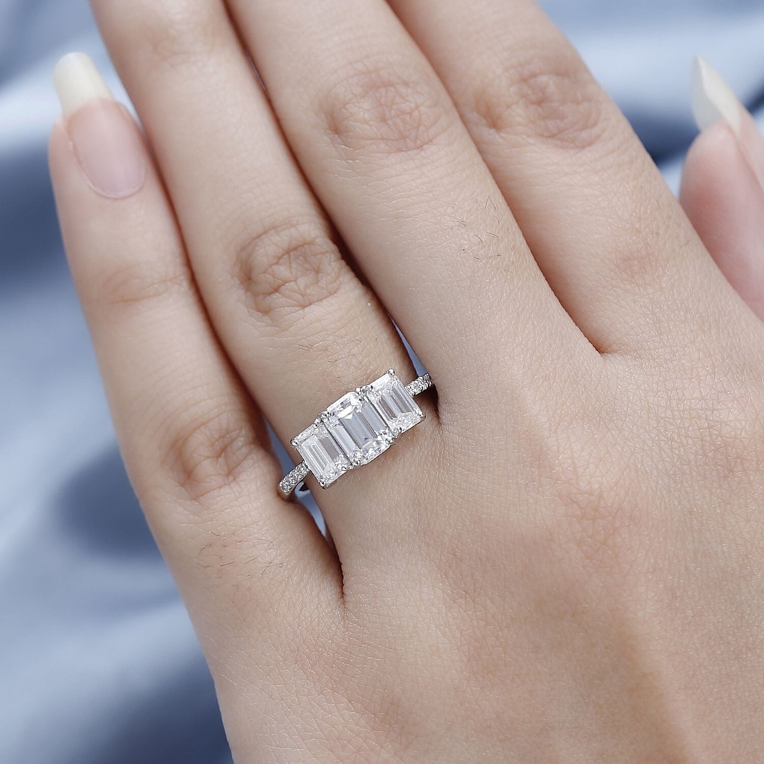 9K White Gold Moissanite Ring 2.27 Ct.