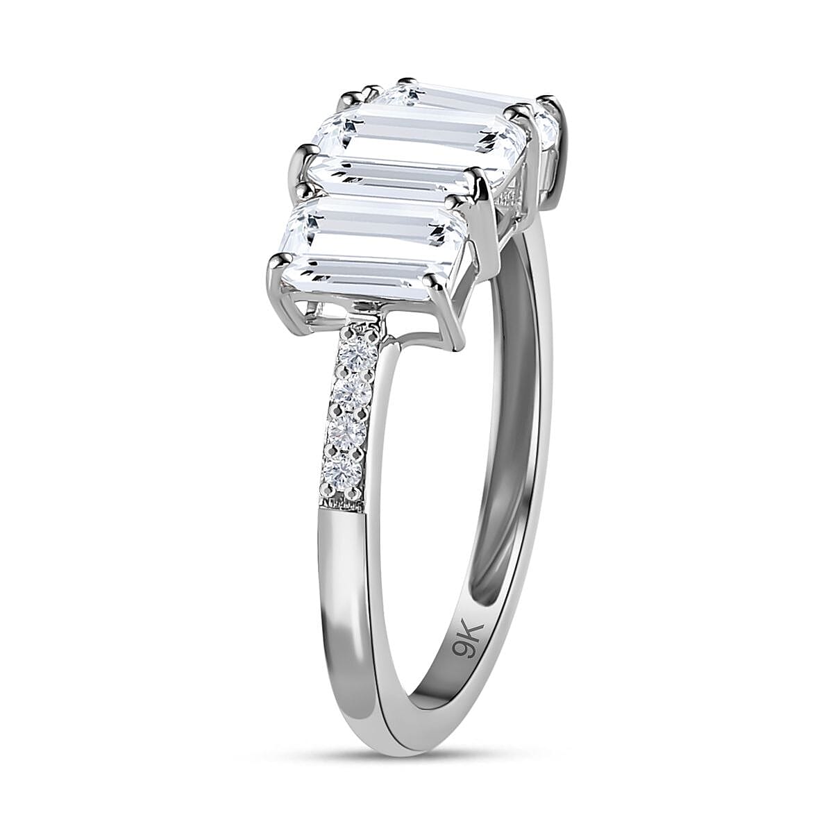 9K White Gold Moissanite Ring 2.27 Ct.