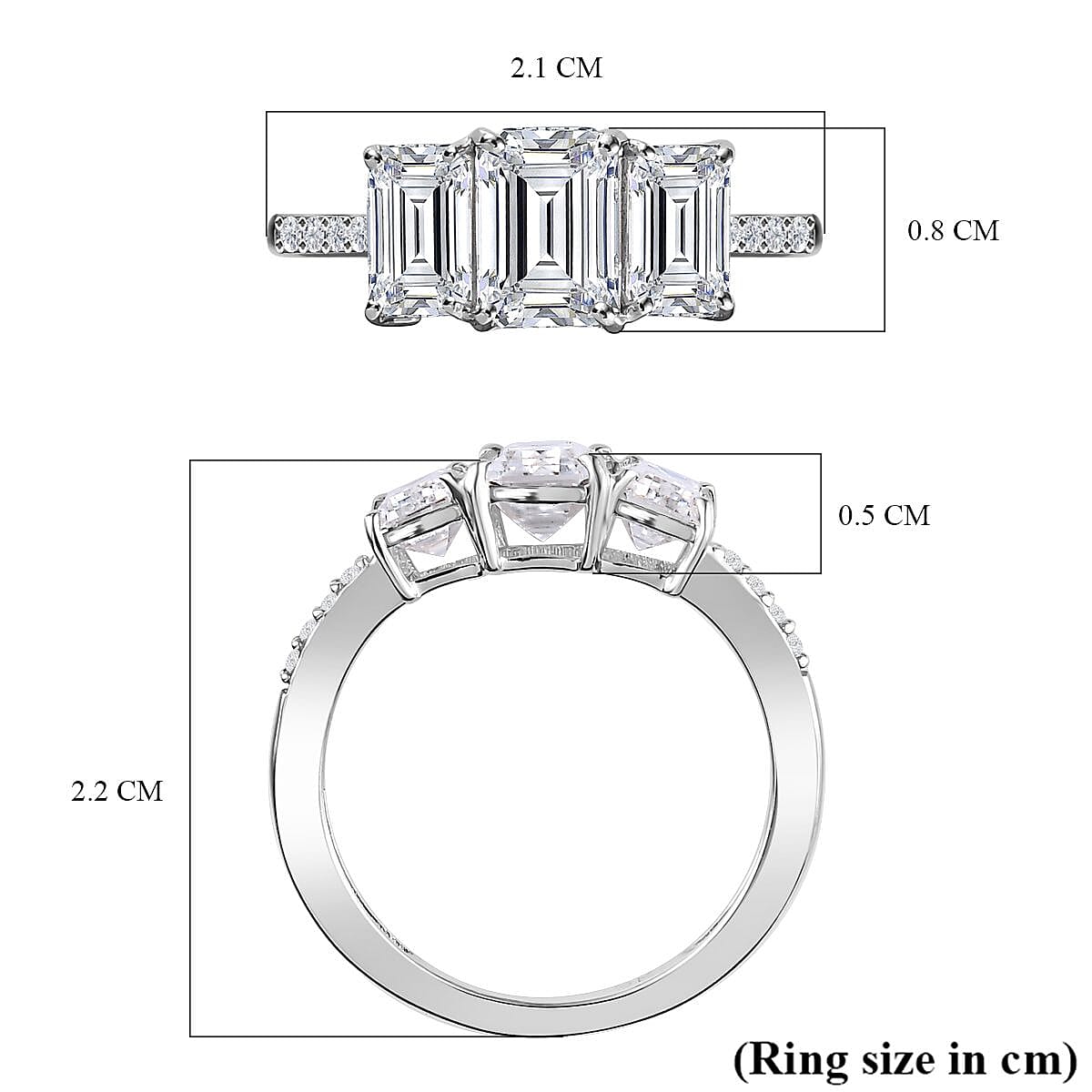 9K White Gold Moissanite Ring 2.27 Ct.