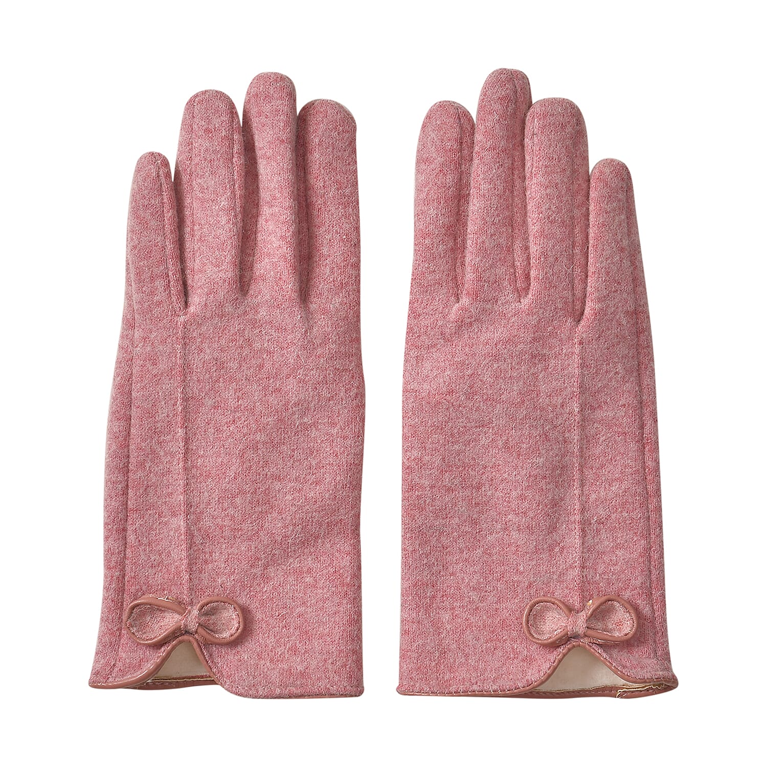 Cashmere Touch Screen Gloves with Decorative Bowknot - Pink