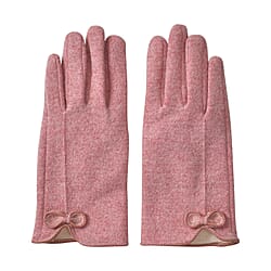 Cashmere Touch Screen Gloves with Decorative Bowknot - Pink