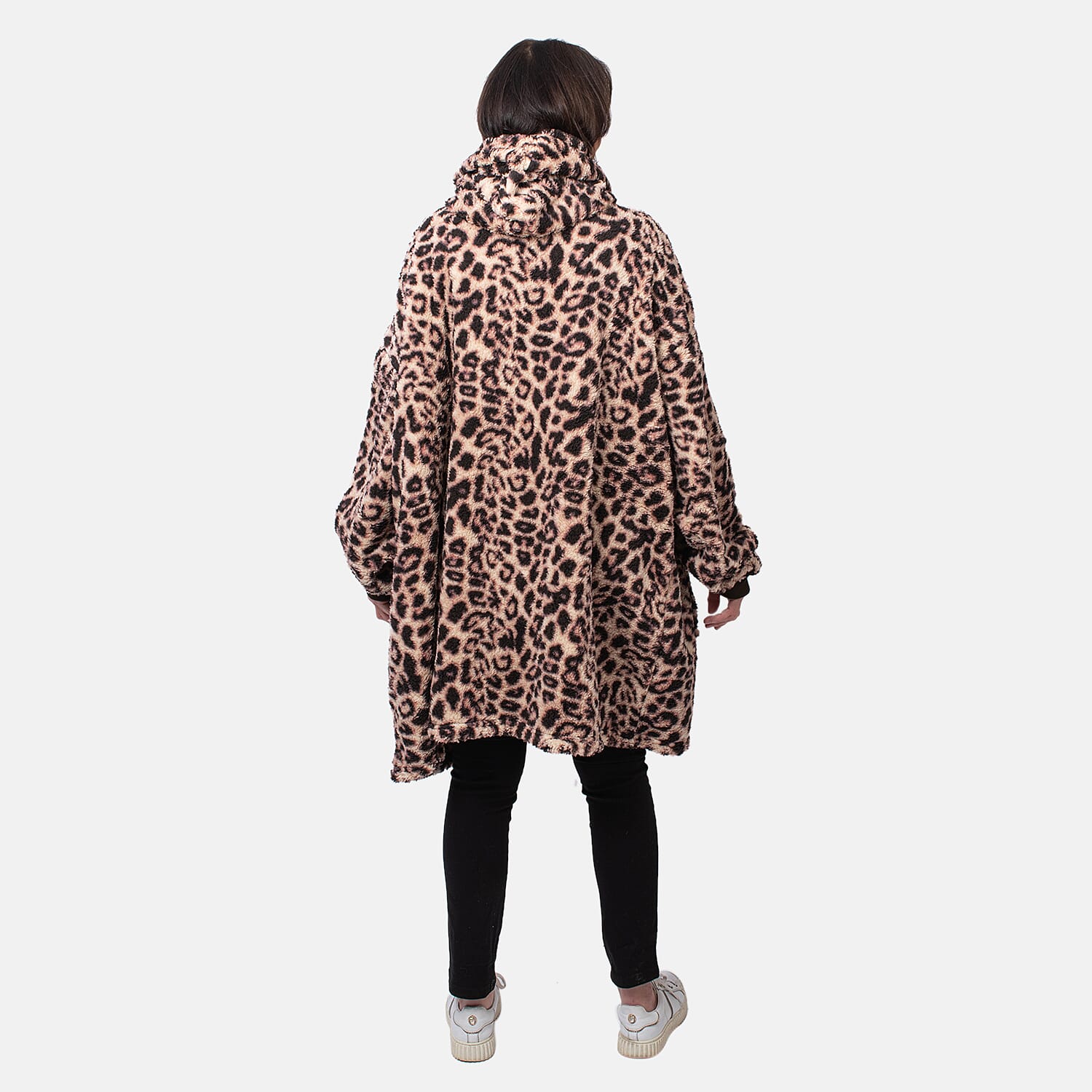 Leopard Pattern Lightweight Sherpa Zipped Hoodie, 8 to 26