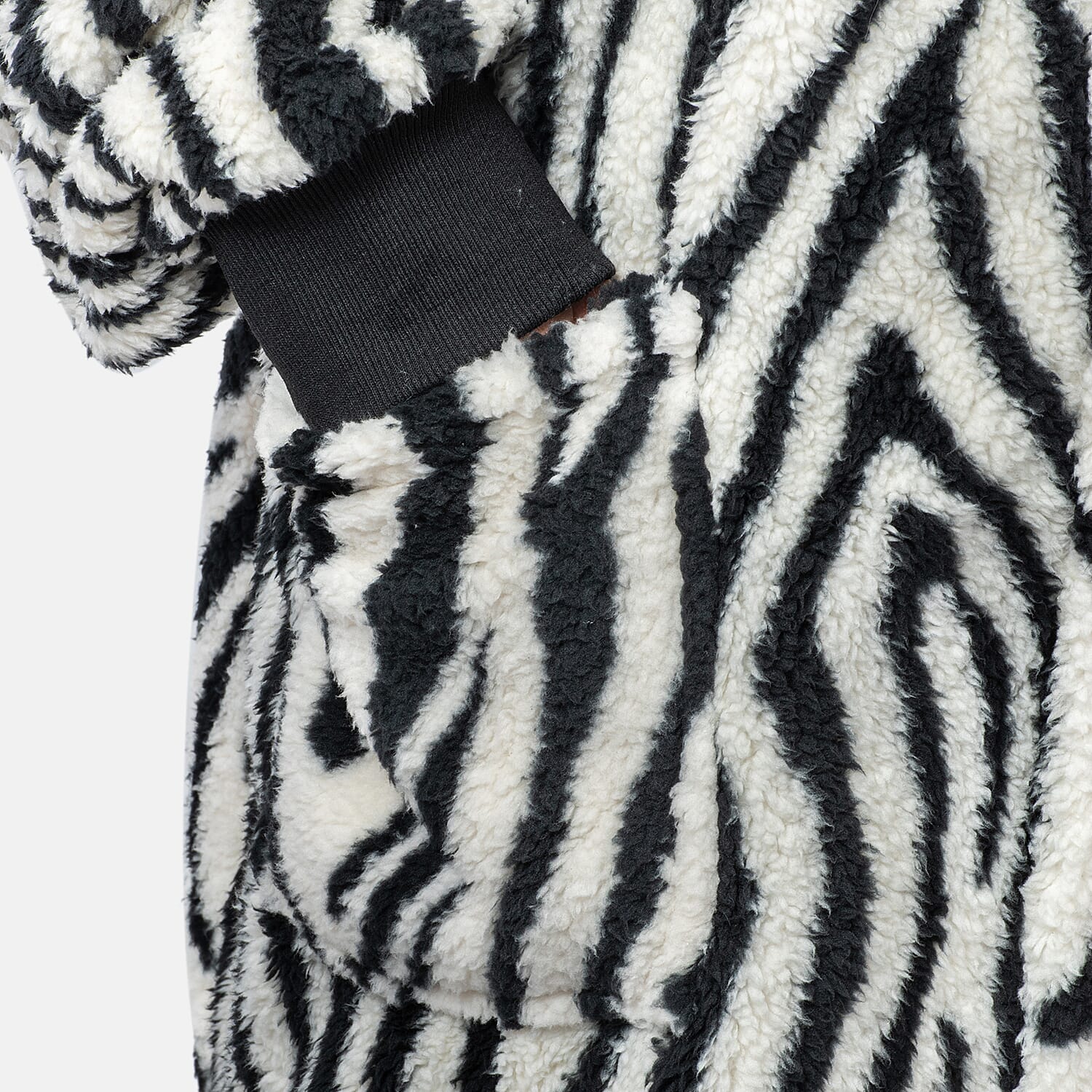 Zebra Pattern Lightweight Sherpa Zipped Hoodie, 8 to 26