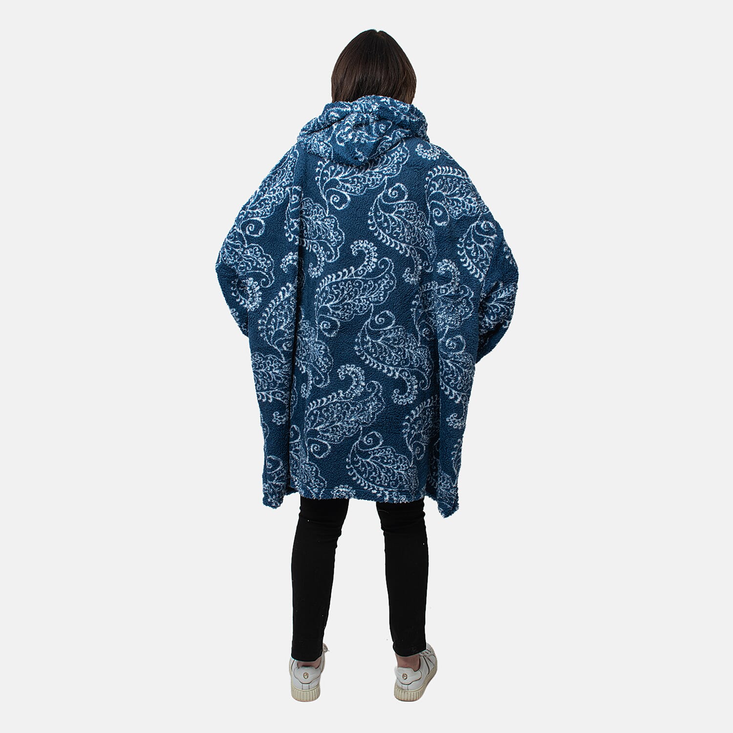 Abstract Leaves Pattern Lightweight Sherpa Zipped Hoodie, 8 to 26