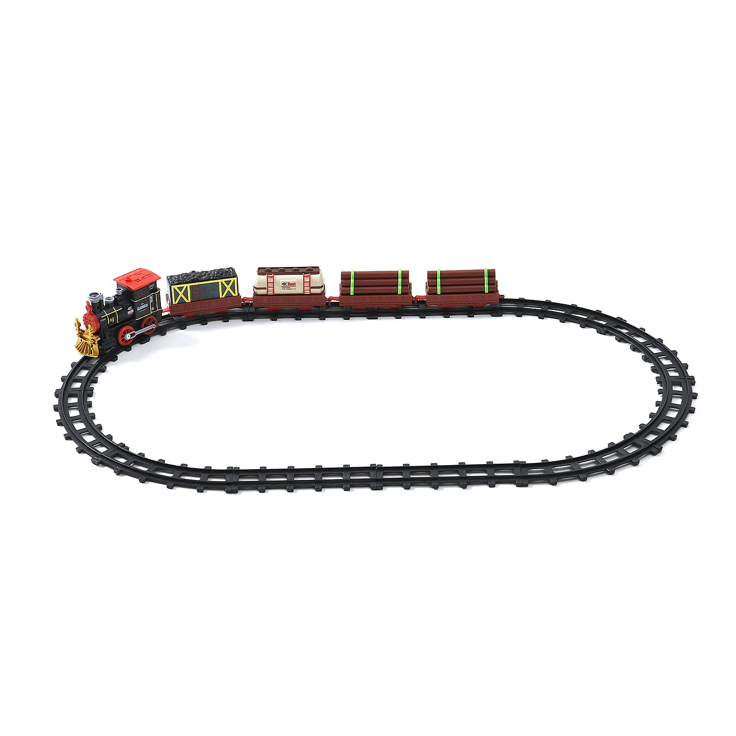 Musical Train with Lights, Simulated Steam Locomotive - Easy Snap on Tracks