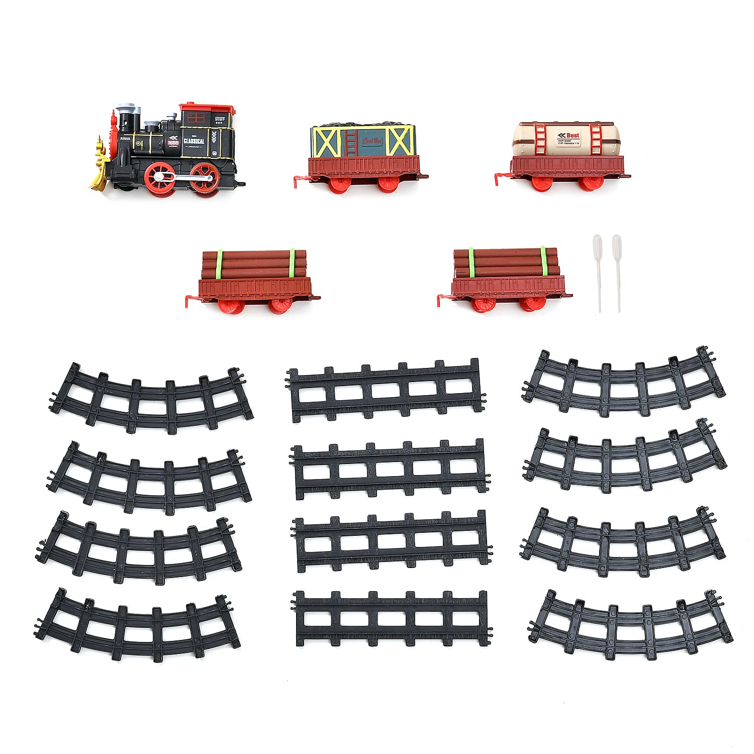 Musical Train with Lights, Simulated Steam Locomotive - Easy Snap on Tracks