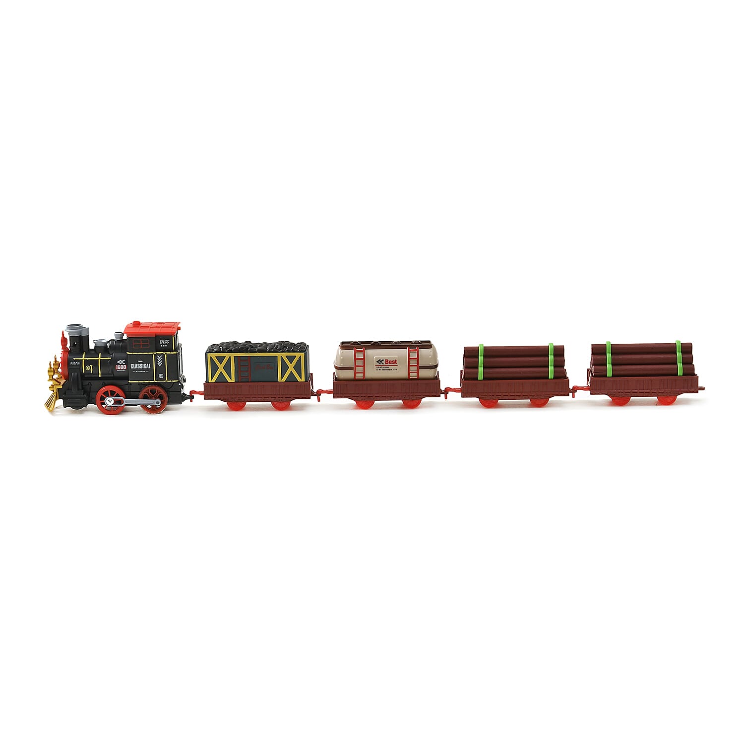 Musical Train with Lights, Simulated Steam Locomotive - Easy Snap on Tracks