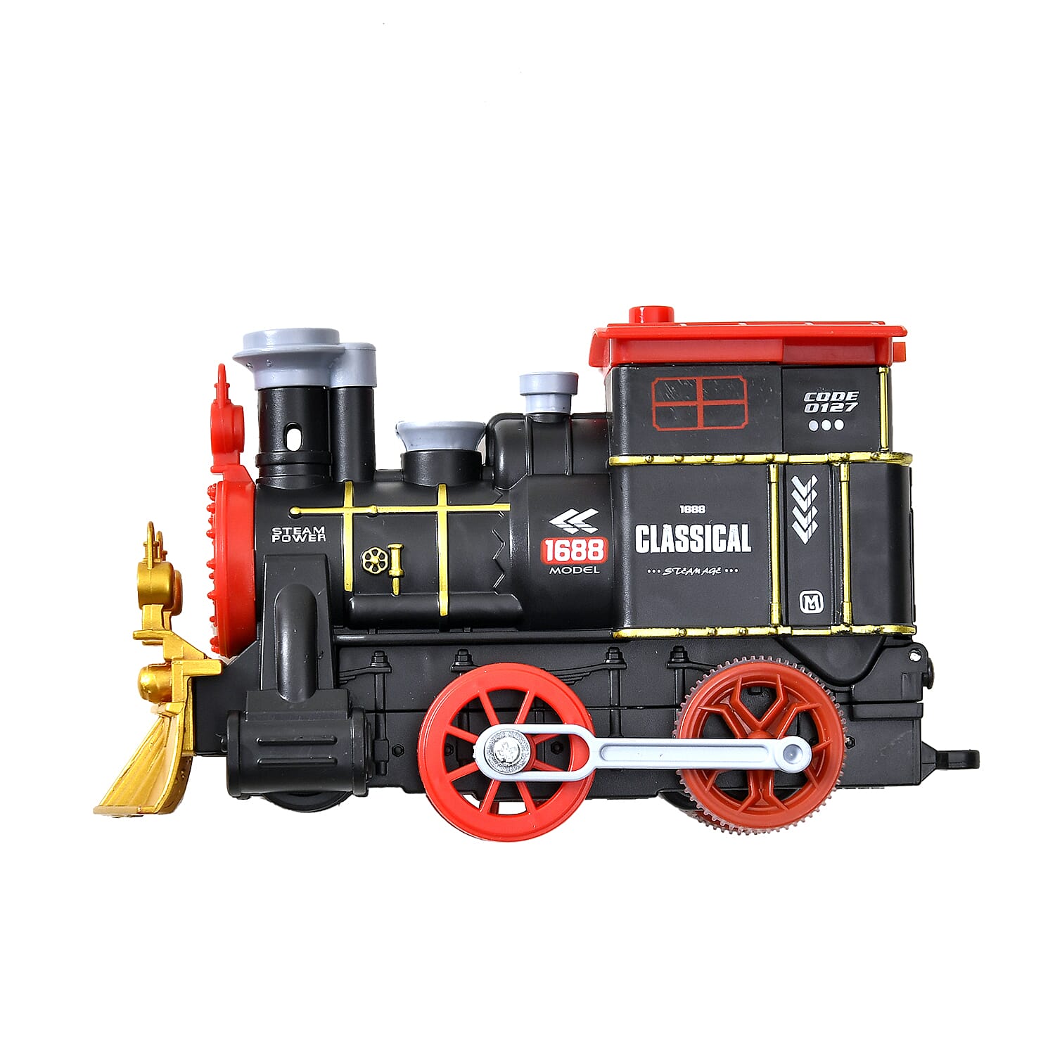 Musical Train with Lights, Simulated Steam Locomotive - Easy Snap on Tracks