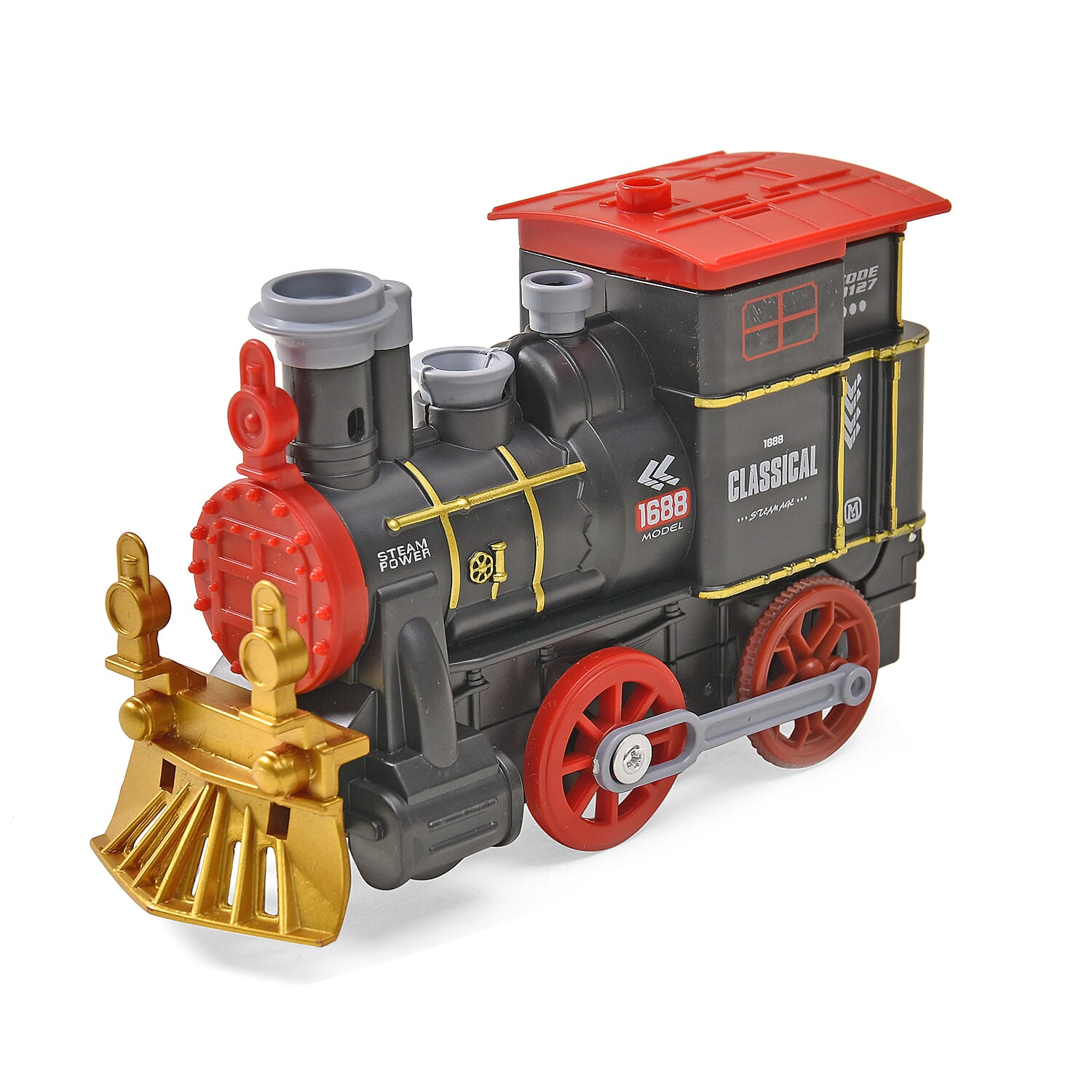 Musical Train with Lights, Simulated Steam Locomotive - Easy Snap on Tracks