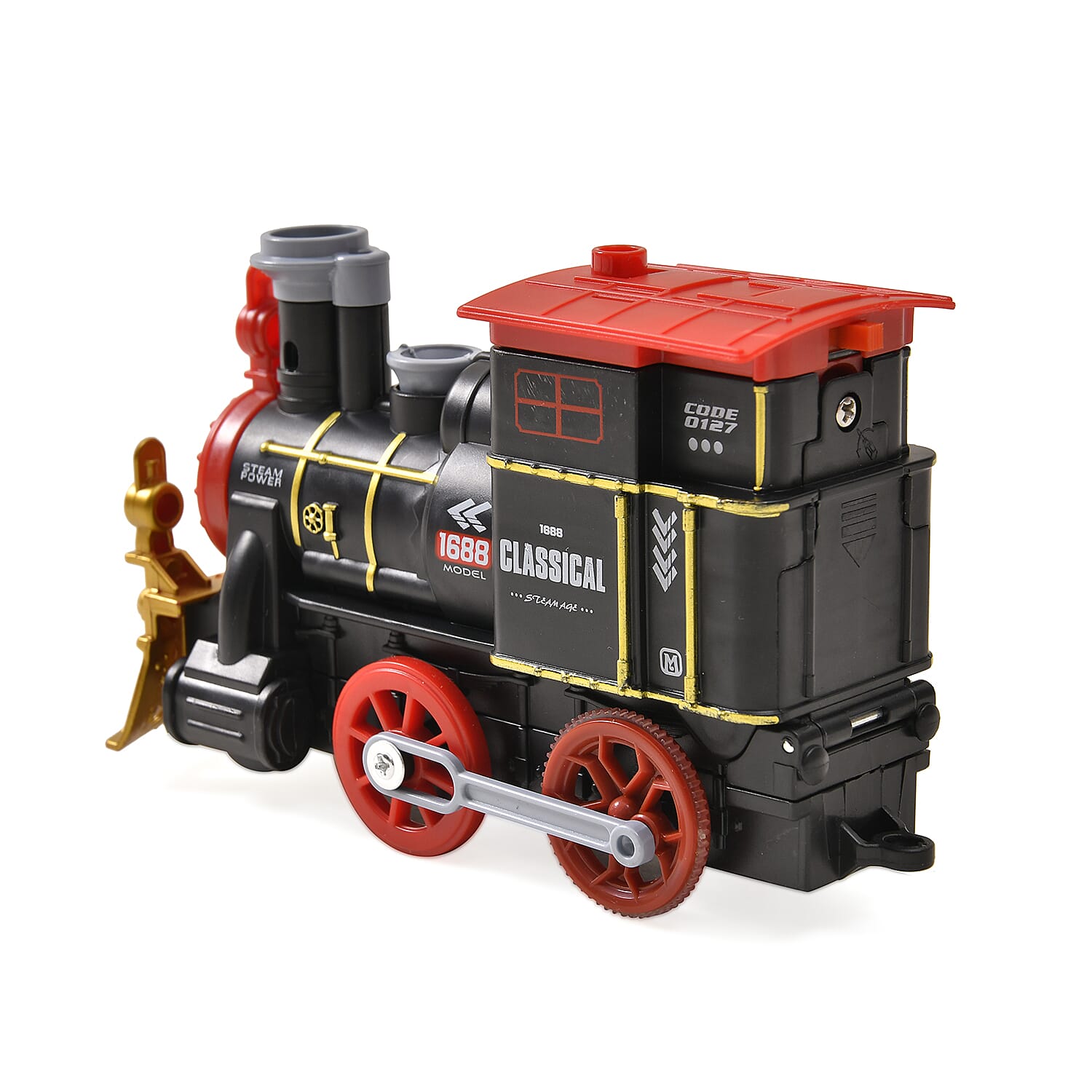 Musical Train with Lights, Simulated Steam Locomotive - Easy Snap on Tracks