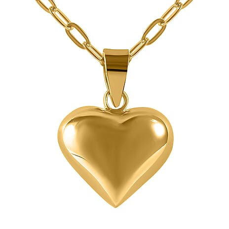 Gold Overlay Sterling Silver Paperclip Heart Necklace (Size - 20), Silver Wt. 9.45 Gms