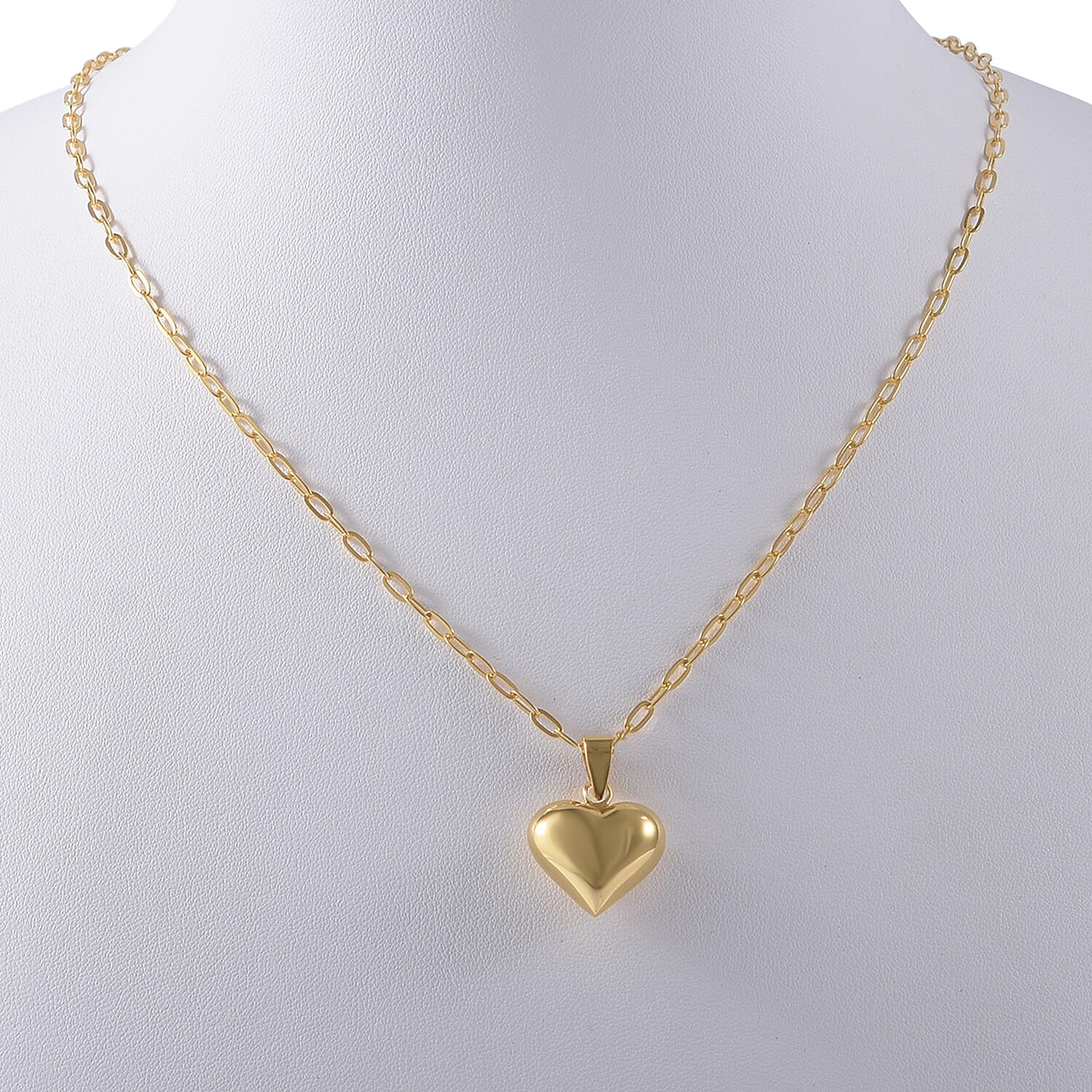 Gold Overlay Sterling Silver Paperclip Heart Necklace (Size - 20), Silver Wt. 9.45 Gms