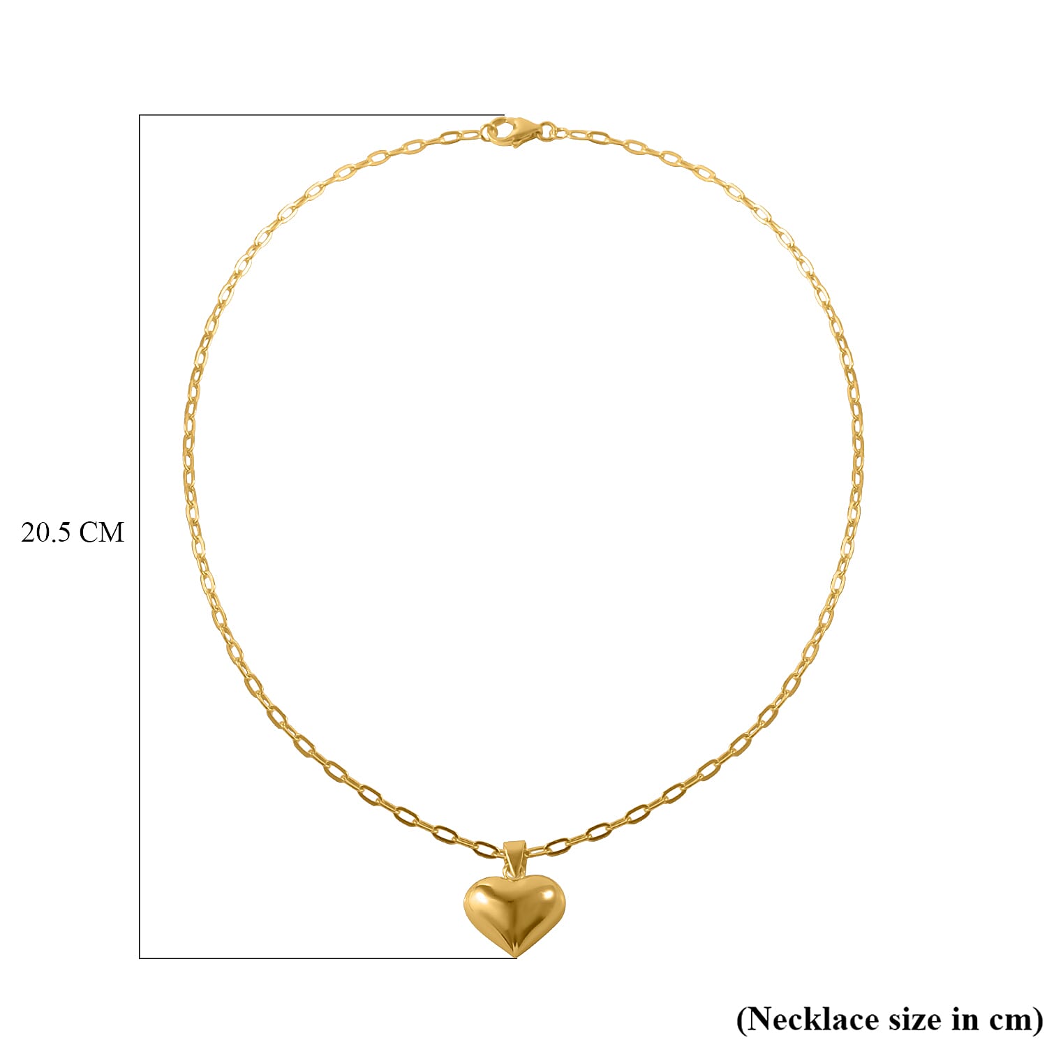 Gold Overlay Sterling Silver Paperclip Heart Necklace (Size - 20), Silver Wt. 9.45 Gms