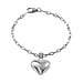 Designer CloseOut- Gold Overlay Sterling Silver Heart Bracelet with Paper Clip Link Chain (Size - 7.5), Silver Wt. 6.5 Gms