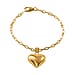 Designer CloseOut- Gold Overlay Sterling Silver Heart Bracelet with Paper Clip Link Chain (Size - 7.5), Silver Wt. 6.5 Gms