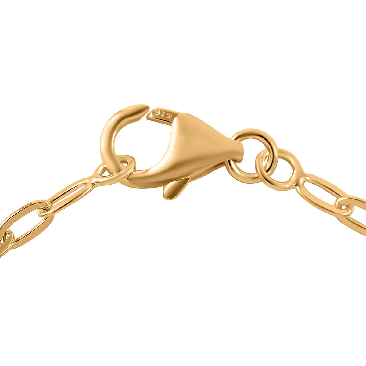 Designer CloseOut- Gold Overlay Sterling Silver Heart Bracelet with Paper Clip Link Chain (Size - 7.5), Silver Wt. 6.5 Gms