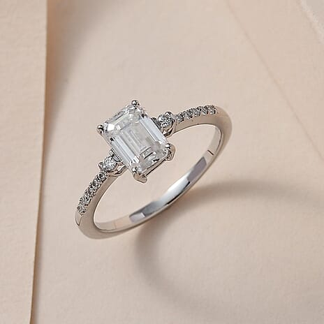 9K White Gold Moissanite Ring 1.12 Ct.