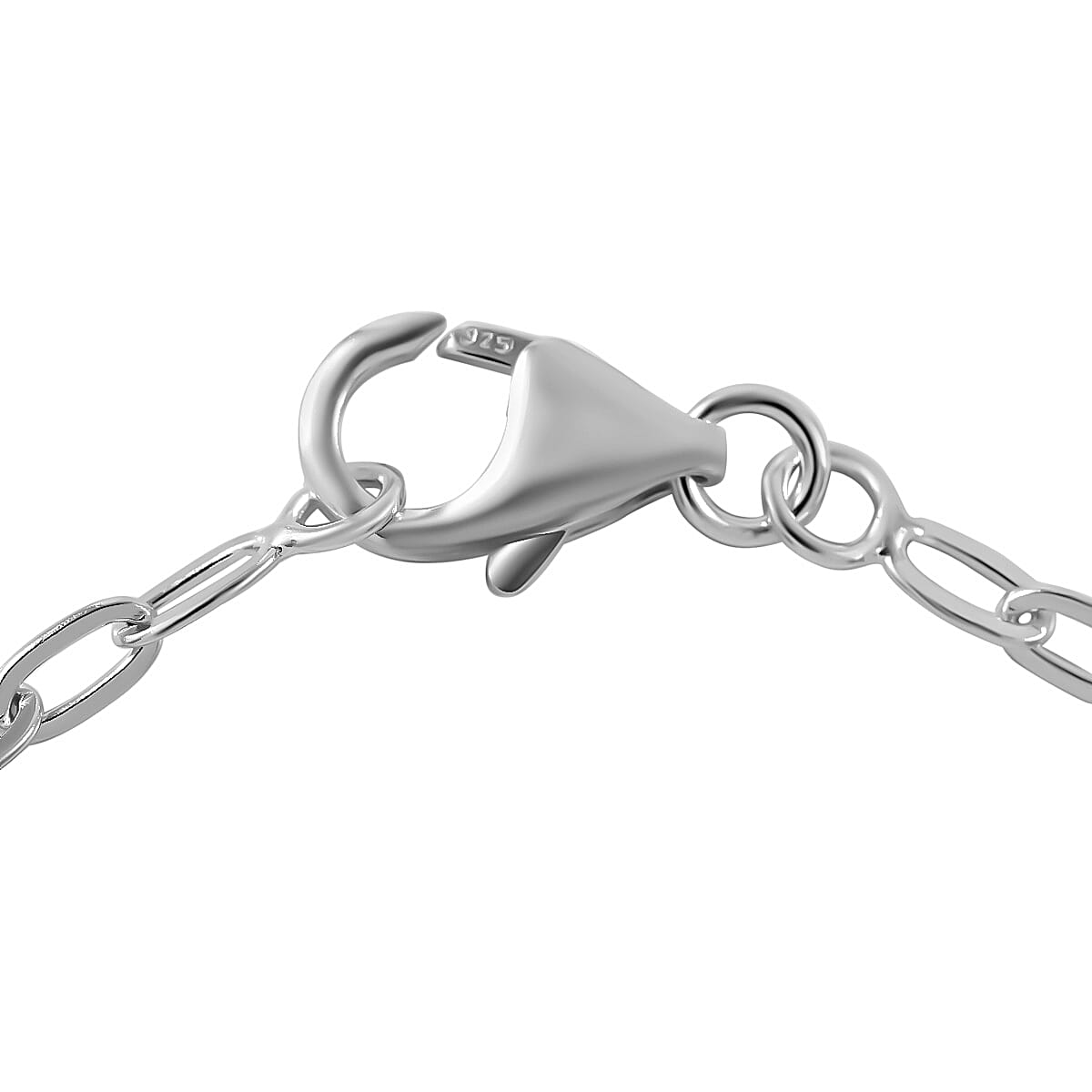 Designer CloseOut- Platinum Overlay Sterling Silver Heart Necklace with Paper Clip Link Chain (Size - 20), Silver Wt. 9.45 Gms