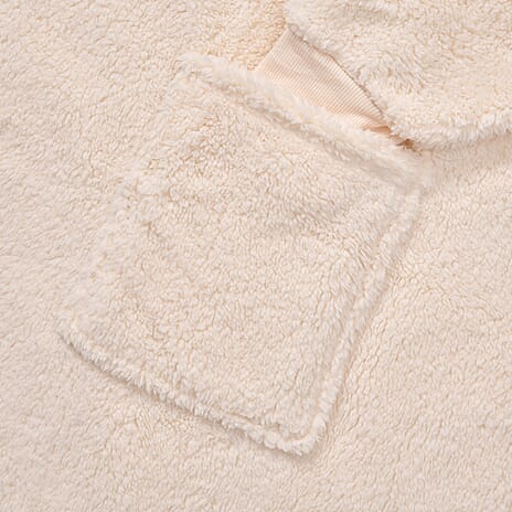 Unisex Super Soft Sherpa Zip Up Hoodie With Pockets - Up To Size 30 - Ivory
