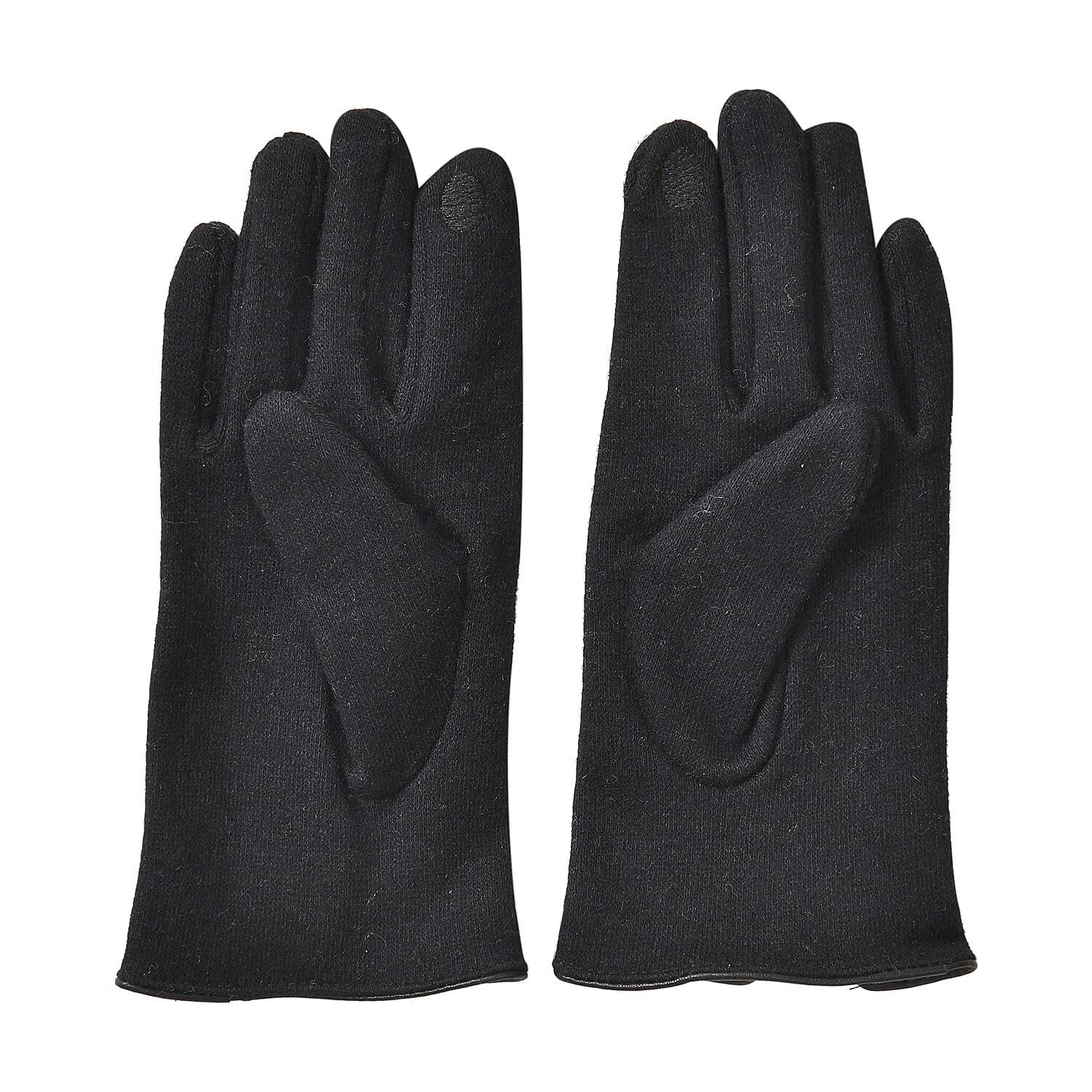 Cashmere Touch Screen Gloves with Decorative Bowknot - Black