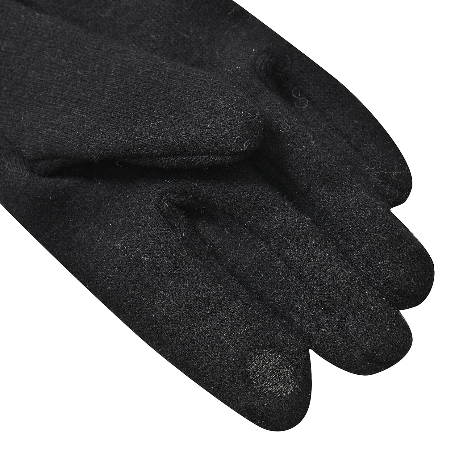 Cashmere Touch Screen Gloves with Decorative Bowknot - Black