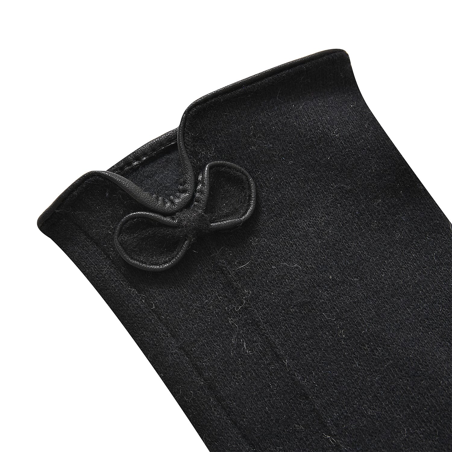 Cashmere Touch Screen Gloves with Decorative Bowknot - Black