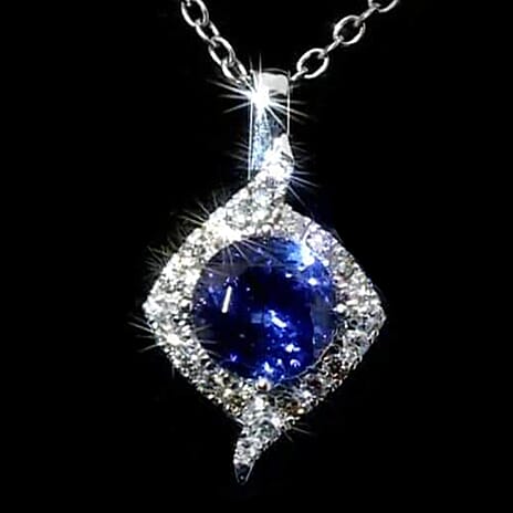 14K W Gold  AAA   Tanzanite ,  White Diamond  I2 Pendant 3.10 ct,  Gold Wt. 2.03 Gms  3.100  Ct.