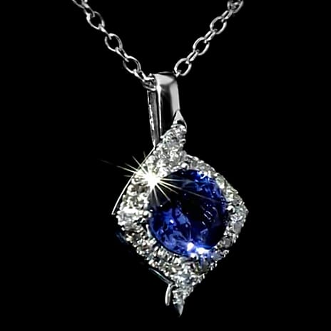 14K W Gold  AAA   Tanzanite ,  White Diamond  I2 Pendant 3.10 ct,  Gold Wt. 2.03 Gms  3.100  Ct.