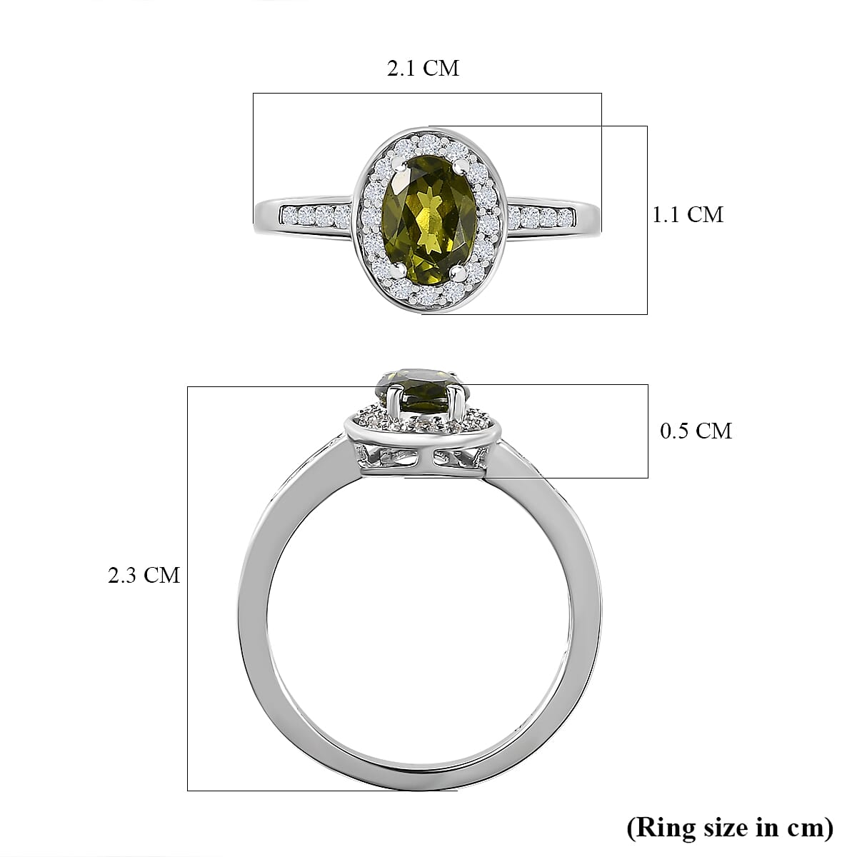 Rare Vesuvianite and Natural Zircon Ring in Platinum Overlay Sterling Silver 1.47 Ct.